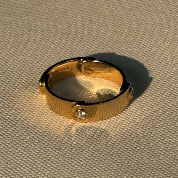 Shinola Gold and Diamond Rivet Ring - Picture 5 of 10